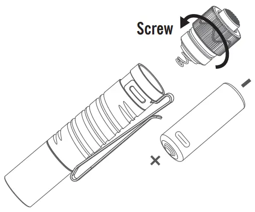 OLIGHT i5R EOS 350 Lumens Tactical Pocket Torch - BATTERY INSTALLATION