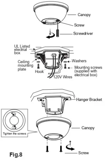MAXIM 88802 Cupola 3 Blade Fan w 2 Light FKT - HANGING THE FAN