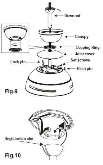 MAXIM 88802 Cupola 3 Blade Fan w 2 Light FKT - HANGING THE FAN1