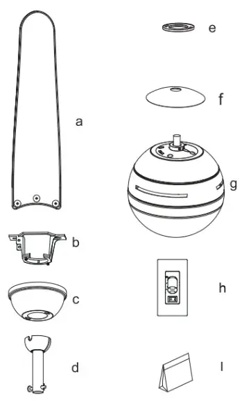 MAXIM 88802 Cupola 3 Blade Fan w 2 Light FKT - PACKAGE CONTENTS