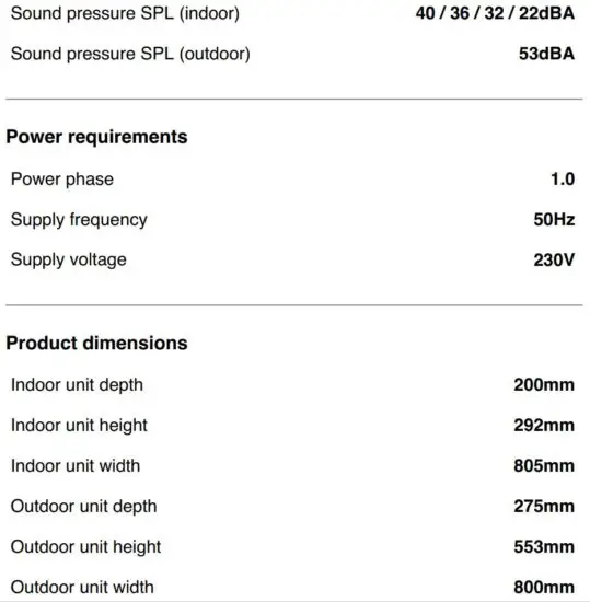 FIG 5 SPECIFICATIONS