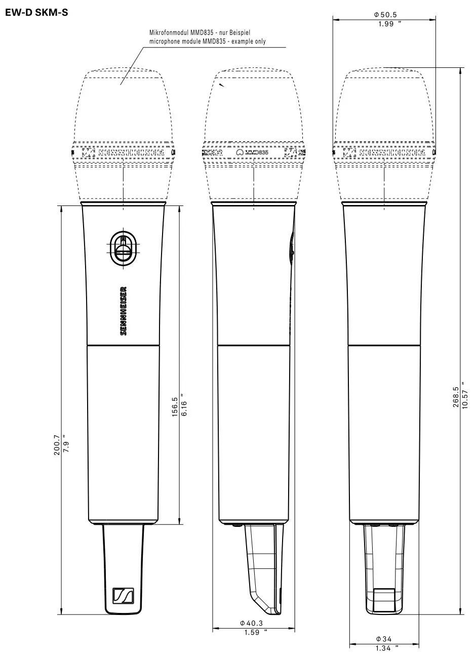 SENNHEISER EW-D ME2 Evolution Wireless Digital Combo Set - DIMENSIONS 2