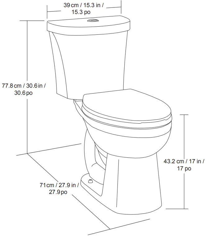 GERBER GTB20670 Wrightwood Two Piece Elongated Toilet - Diagram