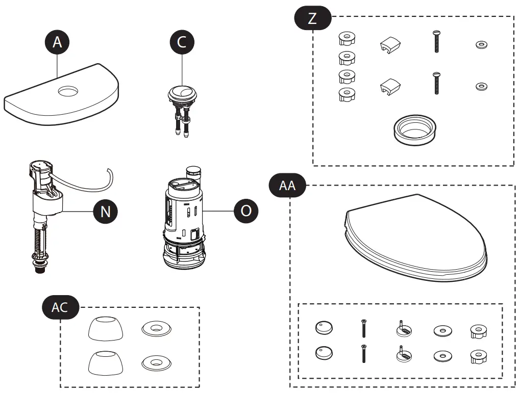 GERBER GTB20670 Wrightwood Two Piece Elongated Toilet - Replacement Parts
