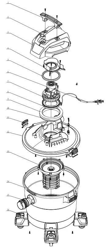 PORTER CABLE PCX18604P-10A Wet or Dry Shop Vacuum Cleaner - PARTS LIST