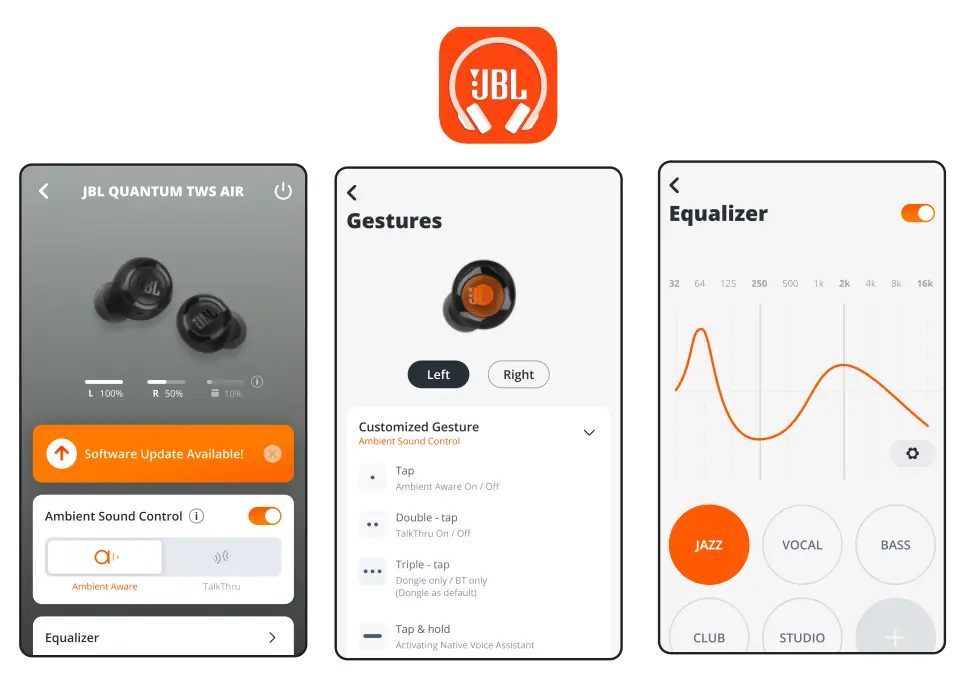 JBL Quantum TWS Air Noise Cancelling Gaming Earbuds - Controls5