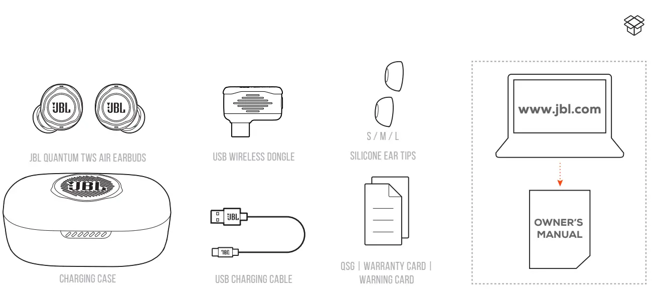 JBL Quantum TWS Air Noise Cancelling Gaming Earbuds - IN THE BOX