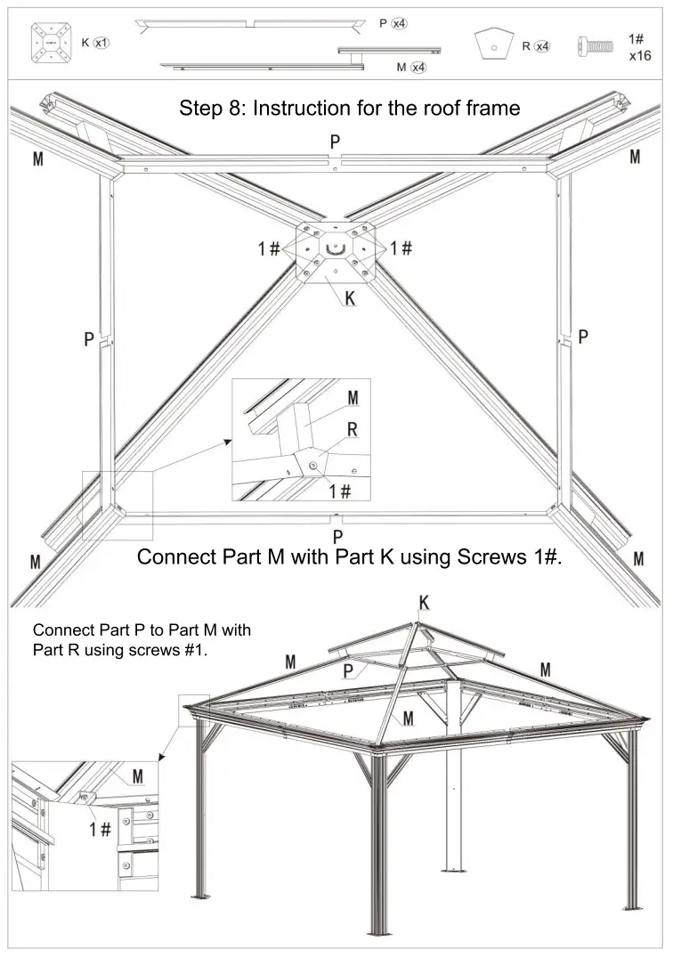 domi outdoor living LGMF8221 Hardtop Gazebo Wood Looking with Drainage Gutters - Fig 11