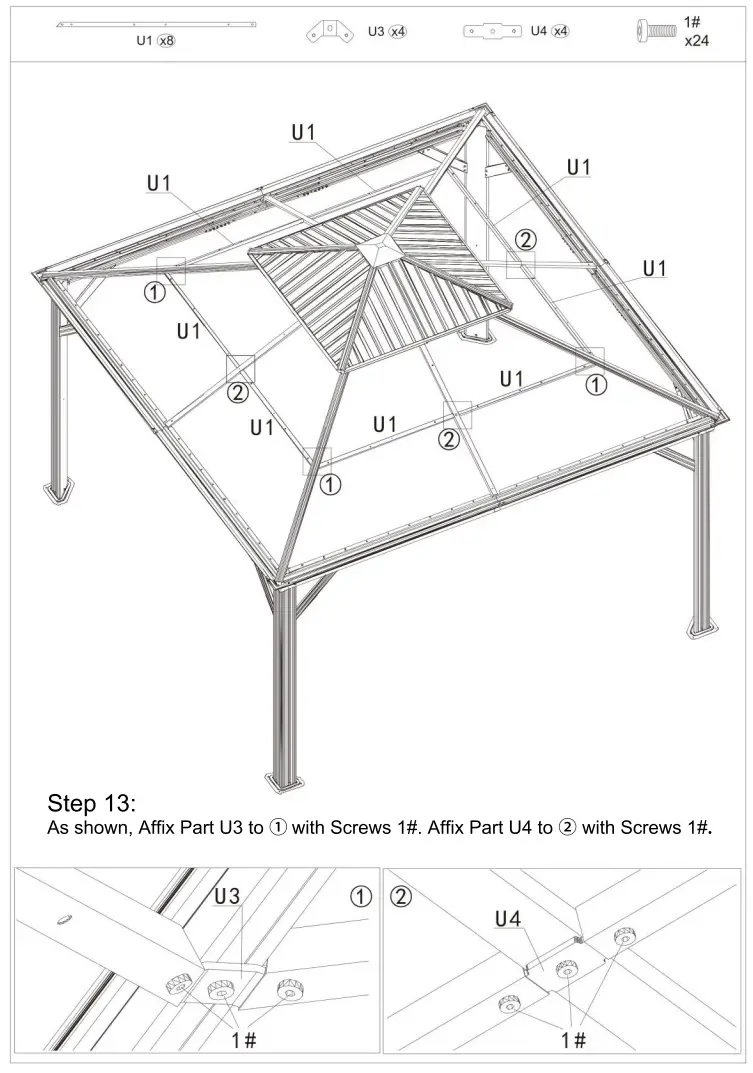 domi outdoor living LGMF8221 Hardtop Gazebo Wood Looking with Drainage Gutters - Fig 16