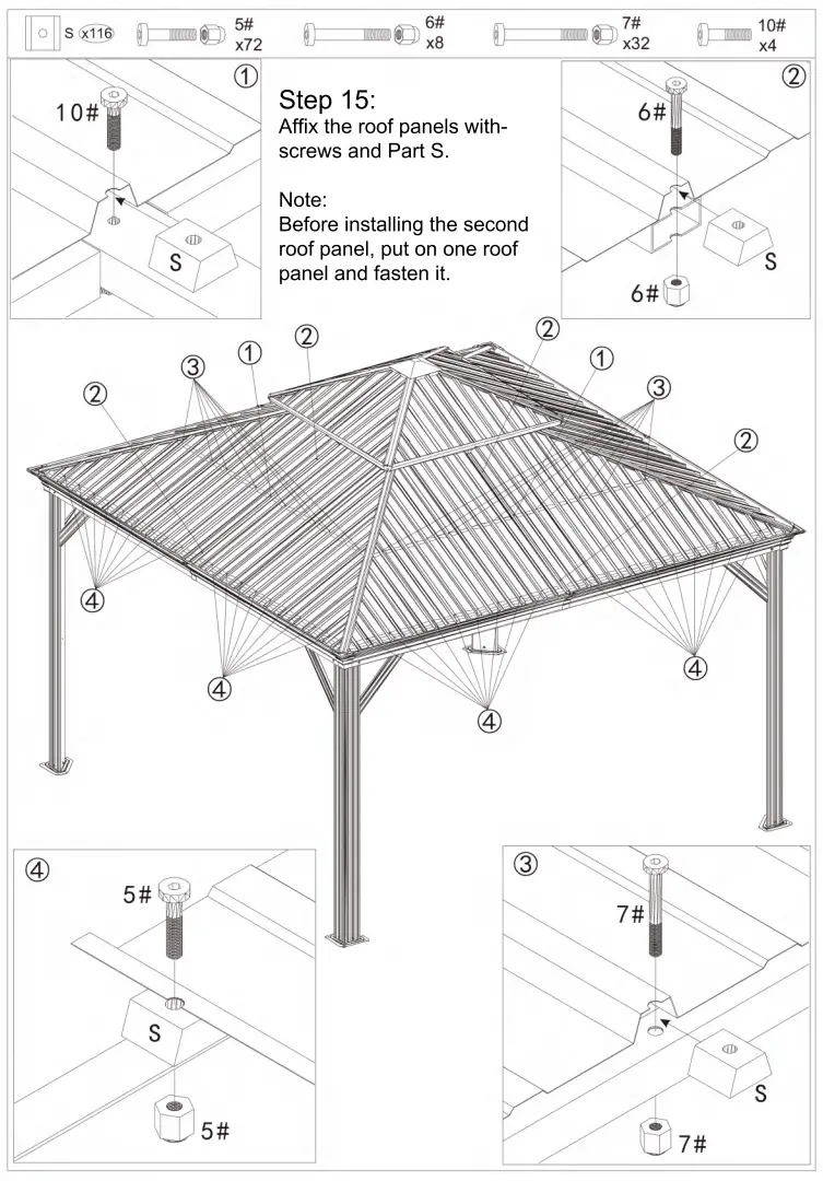 domi outdoor living LGMF8221 Hardtop Gazebo Wood Looking with Drainage Gutters - Fig 19