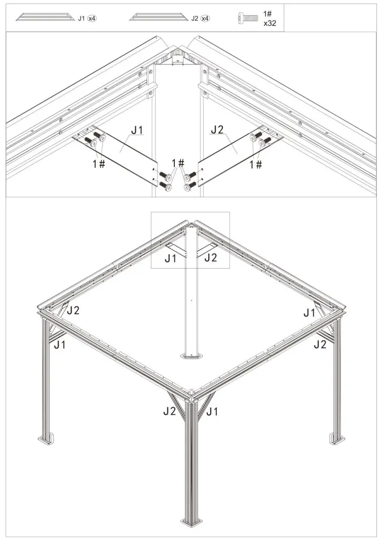 domi outdoor living LGMF8221 Hardtop Gazebo Wood Looking with Drainage Gutters - Fig 8