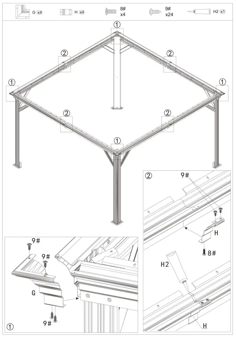 domi outdoor living LGMF8221 Hardtop Gazebo Wood Looking with Drainage Gutters - Fig 9