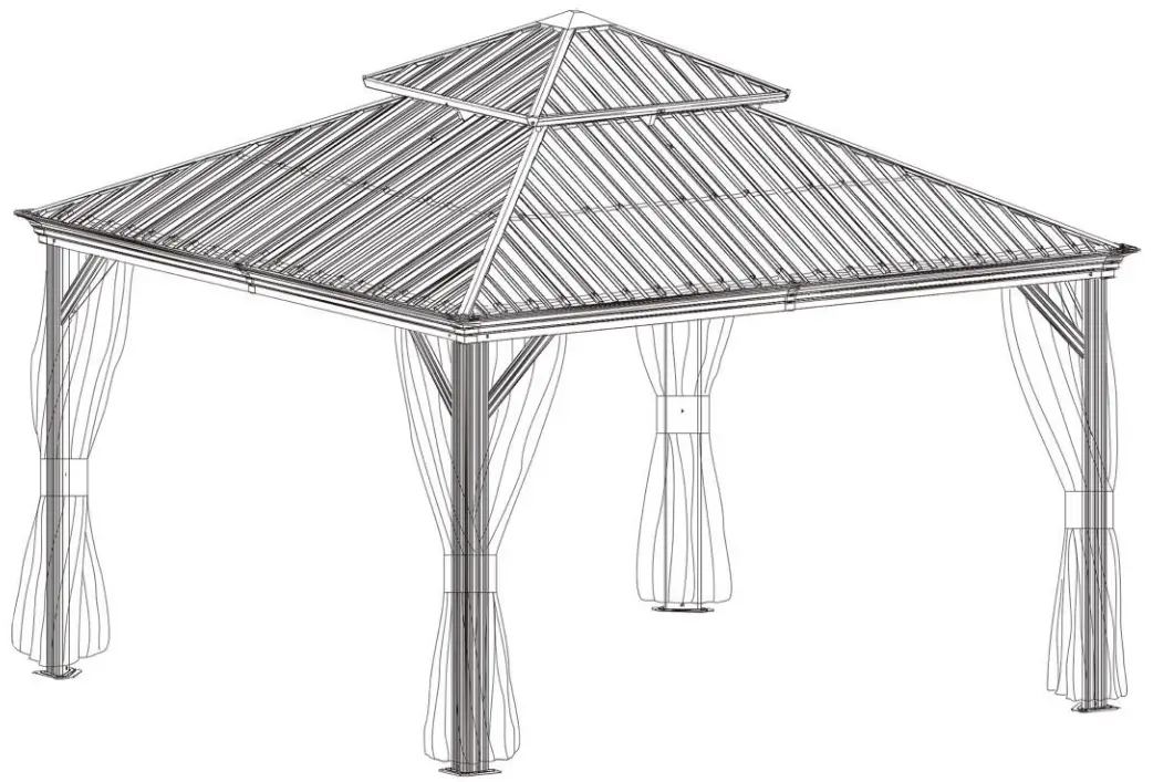 domi outdoor living LGMF8221 Hardtop Gazebo Wood Looking with Drainage Gutters