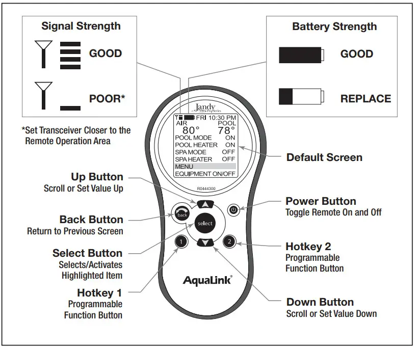 Jandy 400120, AQWHR18 AquaLink Wireless Handheld Remote - . Handheld Remote