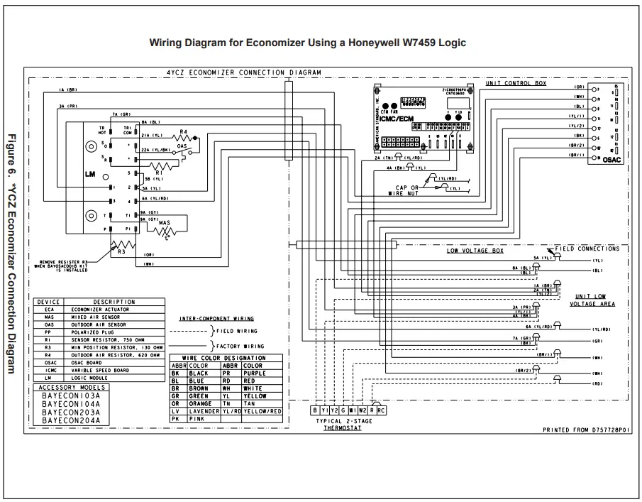 Trane Technologies BAYECON203AA-AB-A Horizontal Economizer and Rain Hood - Diagram