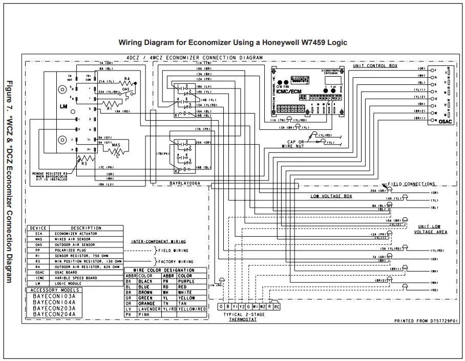 Trane Technologies BAYECON203AA-AB-A Horizontal Economizer and Rain Hood - Diagram1