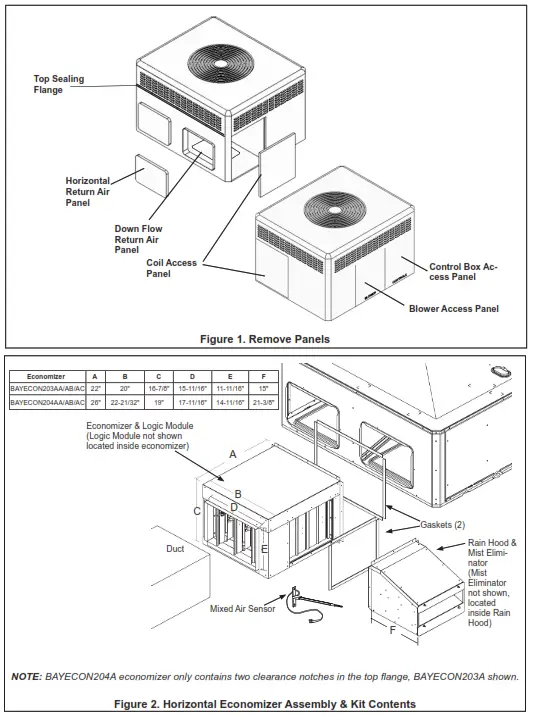 Trane Technologies BAYECON203AA-AB-A Horizontal Economizer and Rain Hood - Remove Panels