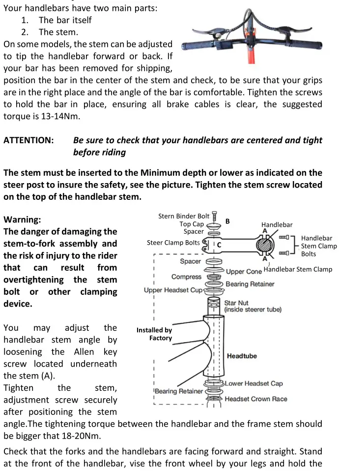 MS ENERGY eBike c500 Electric Bike - Attach and adjust the handlebar 1