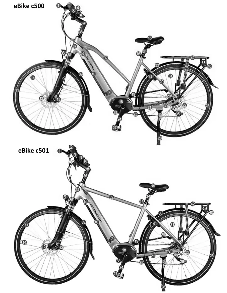 MS ENERGY eBike c500 Electric Bike - BASIC STRUCTURE AND NAME 1