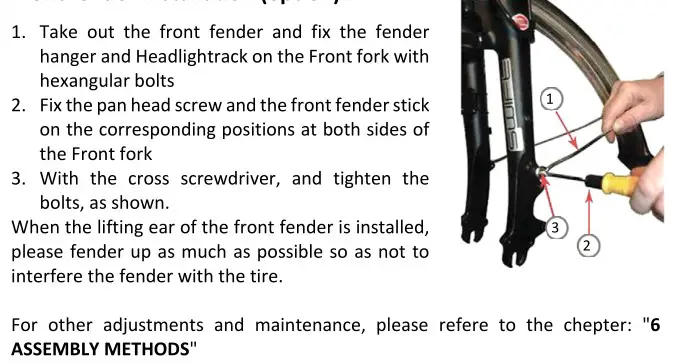MS ENERGY eBike c500 Electric Bike - Front fender Installation