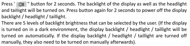 MS ENERGY eBike c500 Electric Bike - Headlight or Display Backlight Switch