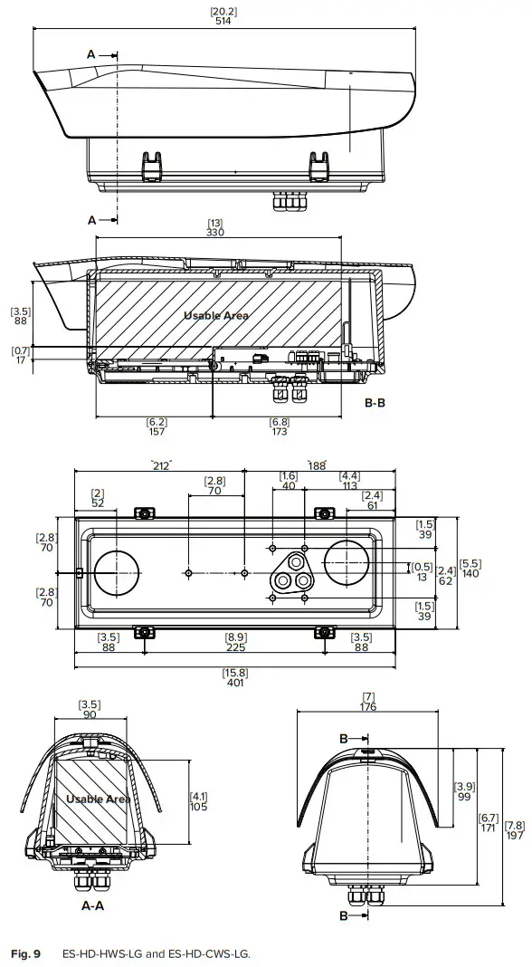 aVIGILOn ES-HD-HWS High Definition Housing Camera - Technical drawings1