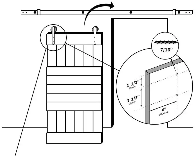 Dessliy HDD21DKBR84DIY Base Lite Sliding Barn Door - H3 Series 5