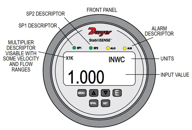 Dwyer P-RPMC Series RPMC StabiliSENSE Critical Room Pressure Monitor - Figure D