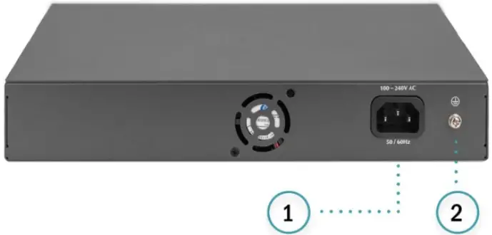 Digitus 16 24 Port Fast Ethernet PoE Switch - Rear Panel