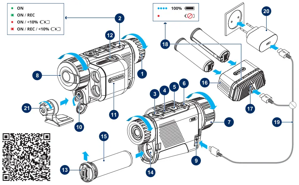 PULSAR XG35 LRF Axion 2 LRF Thermal Imaging Monocular - QR cote 3
