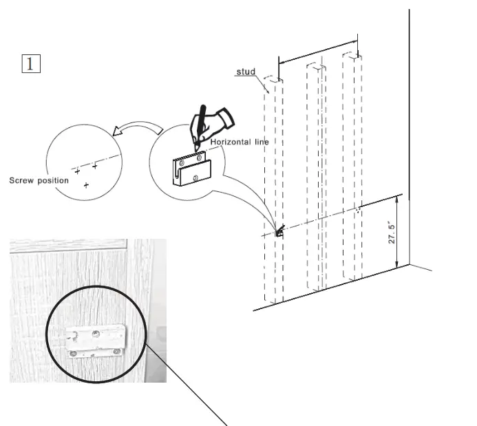 Baxenden 900mm Grey Freestanding Vanity Unit with Basin - Fixing 1