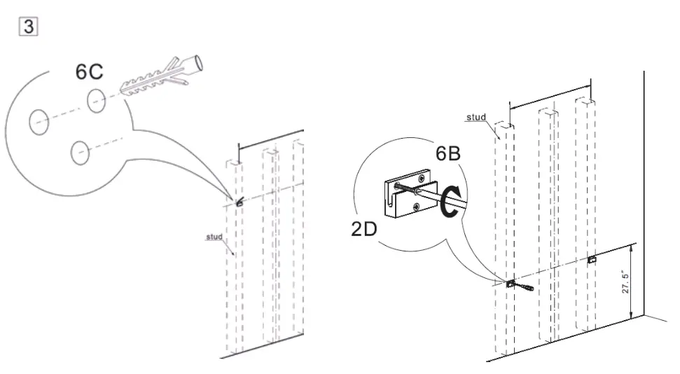Baxenden 900mm Grey Freestanding Vanity Unit with Basin - Fixing 3
