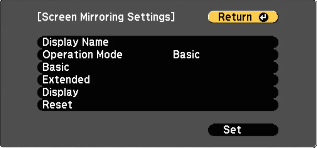 Screen Mirroring Setting
