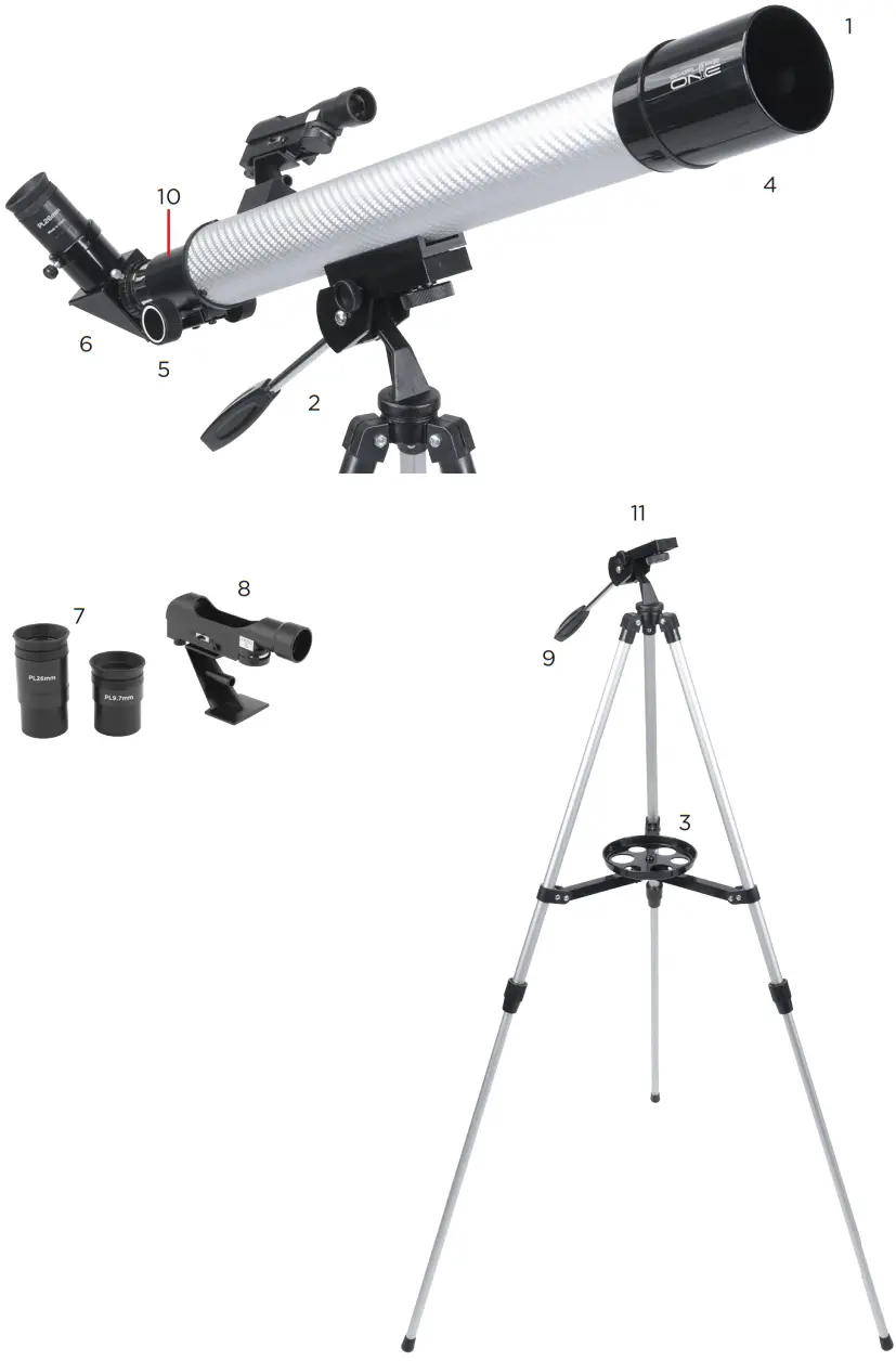 EXPLORE SCIENTIFIC CF600 Refractor Telescope - Parts Overview