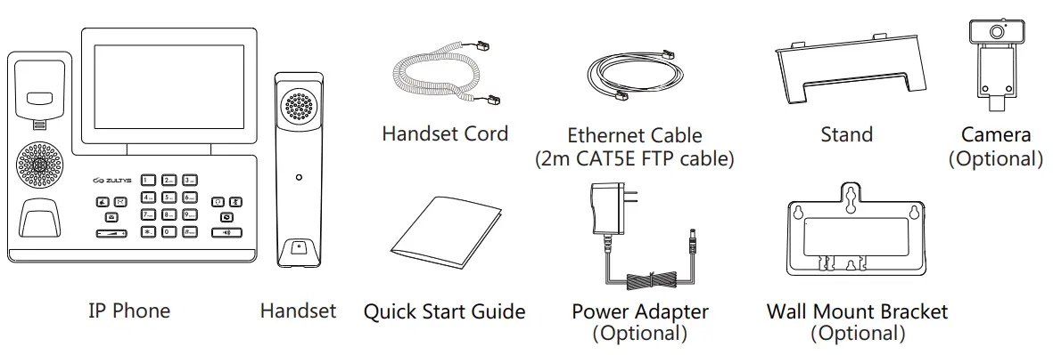 ZULTYS ZIP 49GA Smart Business Phone - Packaging Contents