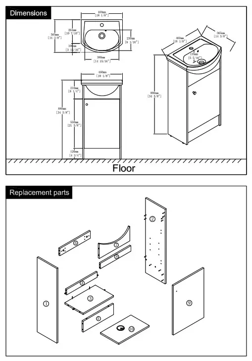 ARTCHIRLY JimsMaison Unbranded FUNKOL Tileon G-BVB02218PLO Freestanding Bathroom Vanity - fig