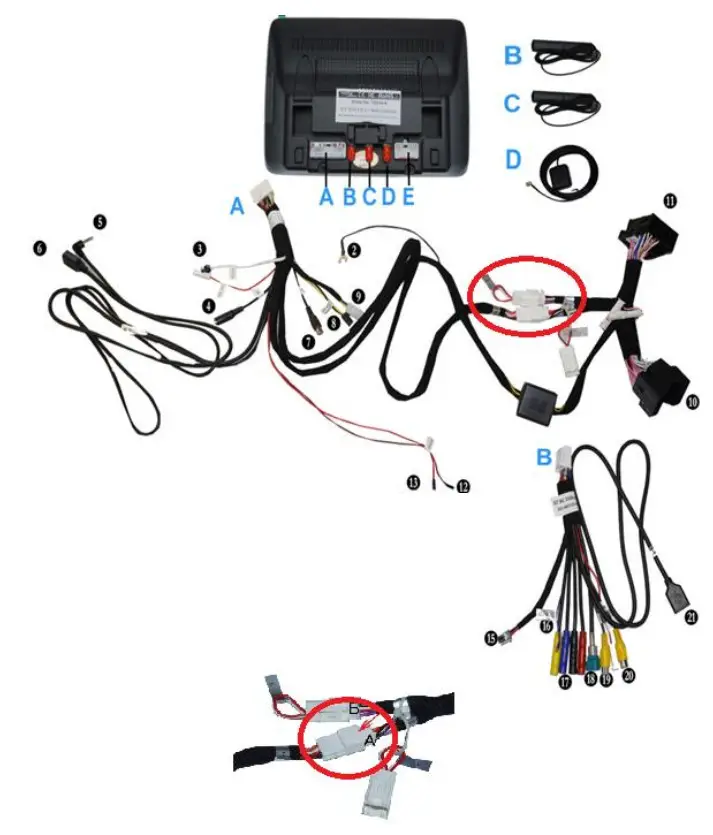TAFFIO TXH-Series Modern Android Touchscreen Car Audio Head Units - Connection instruction 1