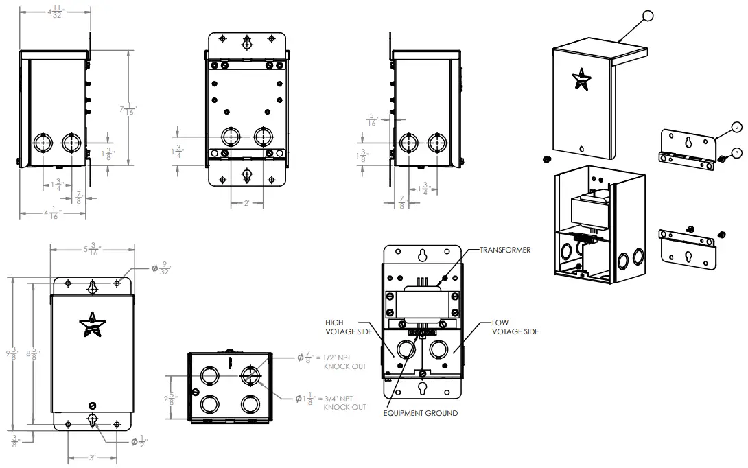 AquaStar LST300 Pool and Spa Light Transformer - Dimension 1