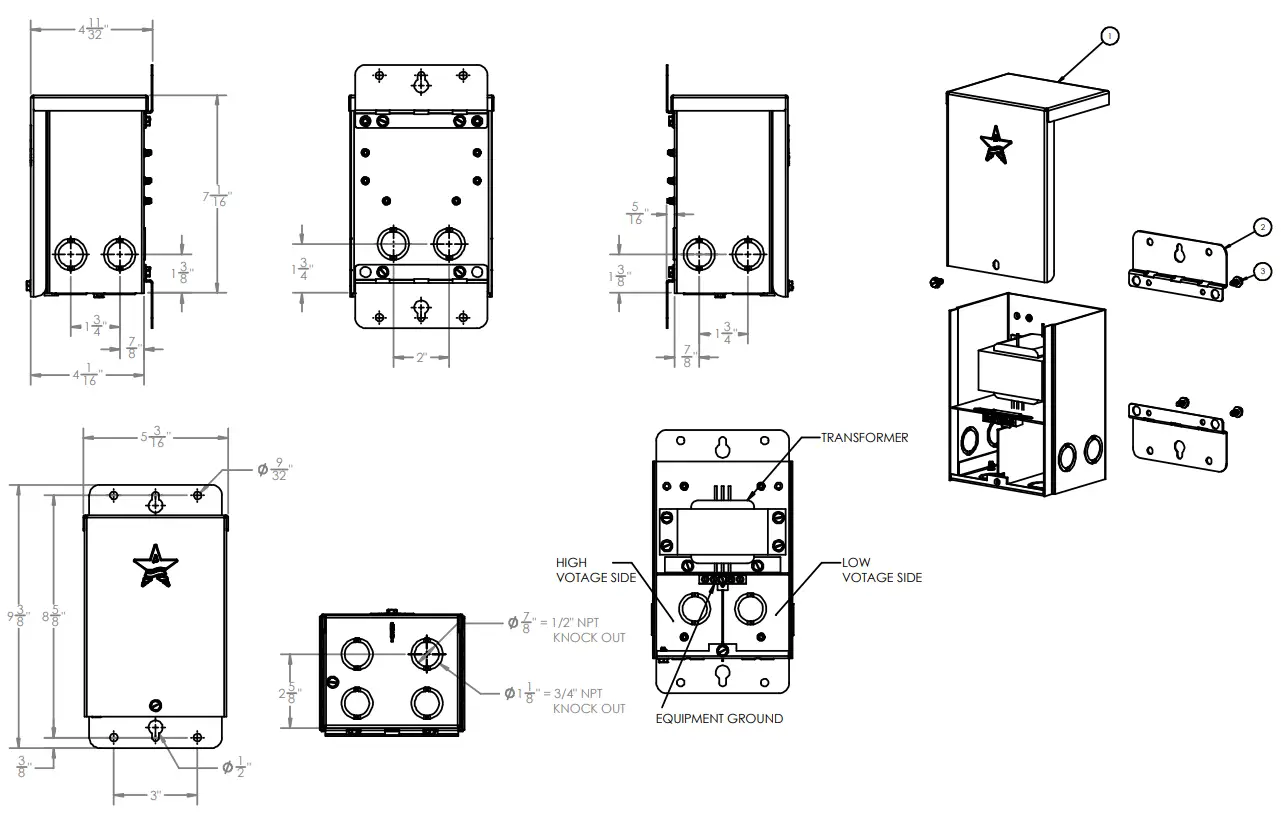 AquaStar LST300 Pool and Spa Light Transformer - Dimension