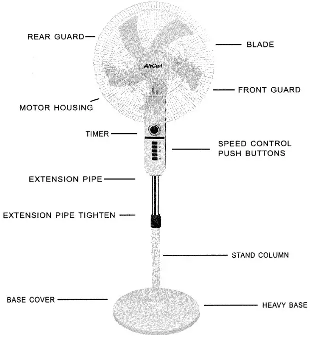 AirCool AC-50CM Stand Fan - overview