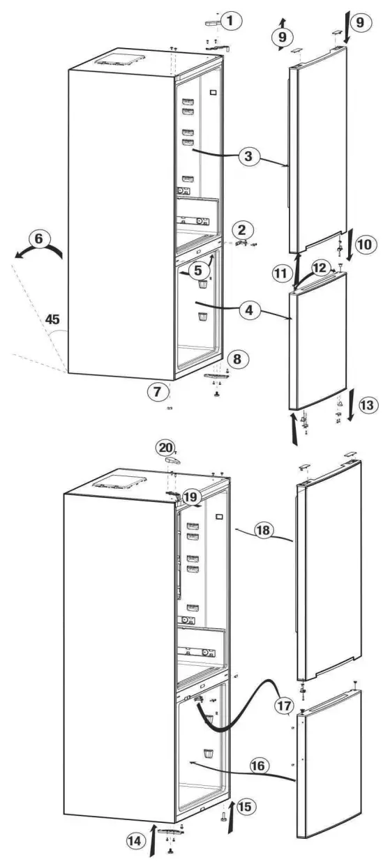 beko KG105 Refrigerator Freezer - Reversing the doors