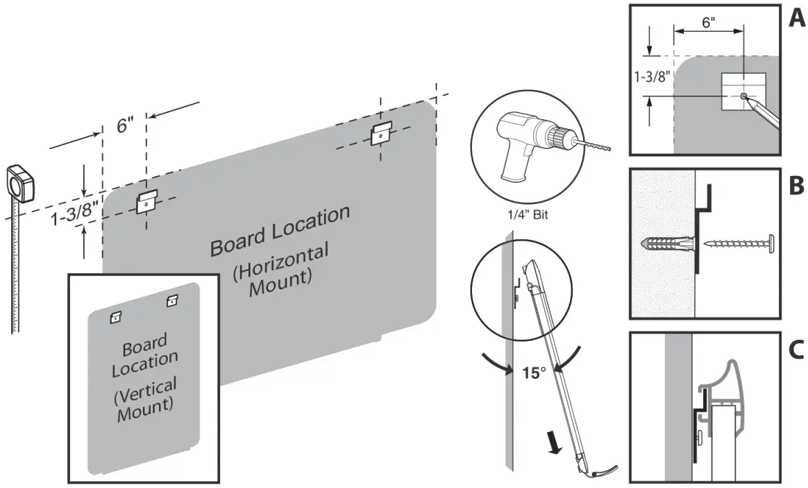 quartet Dry Erase and Bulletin Board - Mounting Instructions 1