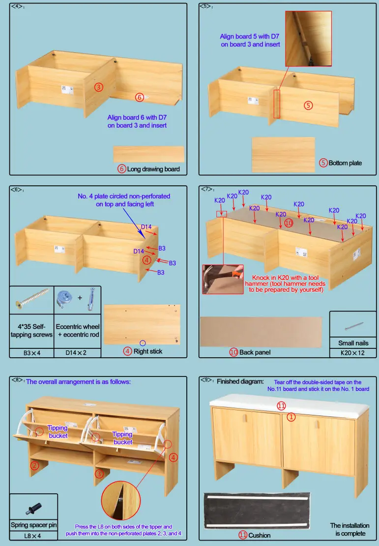 GOODITEMMALL HXD0017K1 Shoe Bench with Flip Drawer and Padded Seat Cushion - fig 6