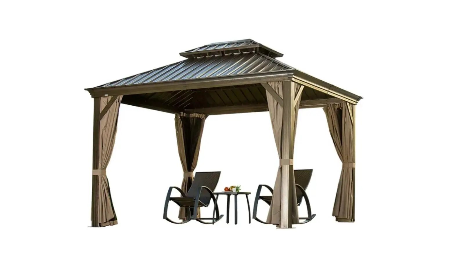 Domi Outdoor Living Hardtop Gazebo Wood Looking With Drainage Gutters Instruction Manual