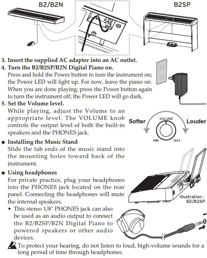 KORG B2 Digital Piano Owner's Manual - Getting Started