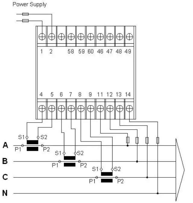 BLUE JAY BJ192P-3 Three Phase Active Power Meter - Terminal description