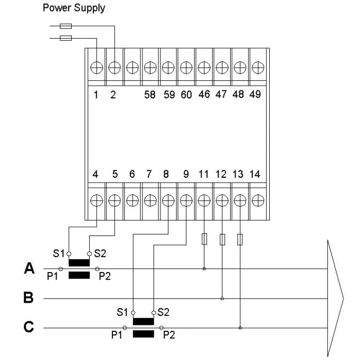 BLUE JAY BJ192P-3 Three Phase Active Power Meter - Terminal description1