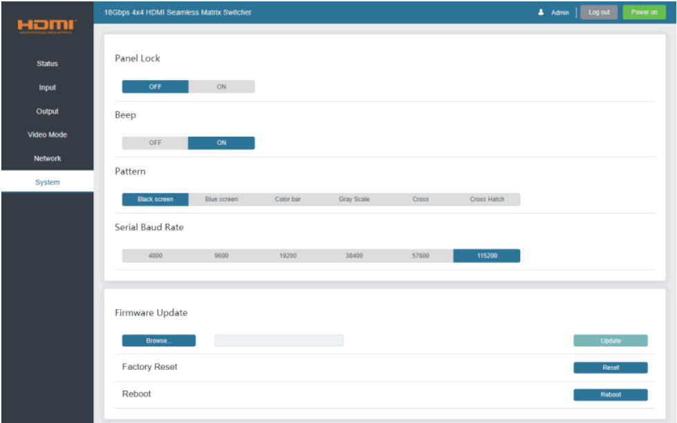 ANGUSTOS 4K60Hz 4x4 Seamless Matrix Video Wall Controller - System Page
