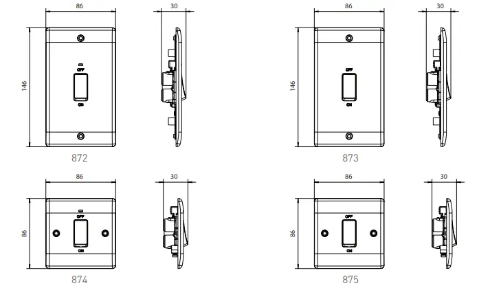 BG ELECTRICAL 872 45 Amp Double Pole Switches - Fig