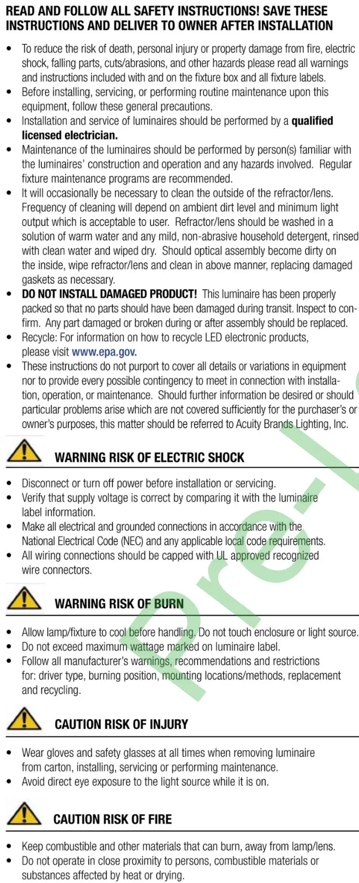 Acuity Brands BHL TUWH Tunable White - Read & Follow Instruction 1